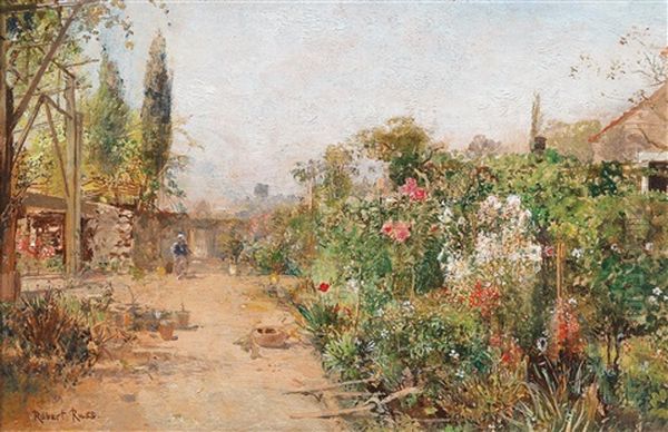 Southern Garden Landscape Oil Painting by Robert Russ