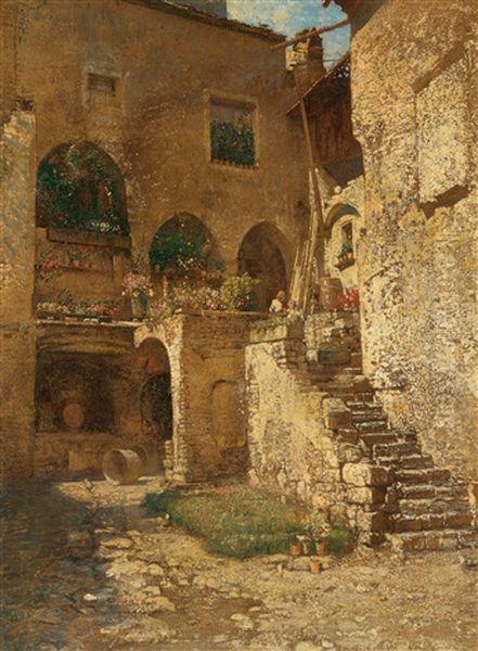 The Passauerhof In Stein An Der Donau Oil Painting by Robert Russ