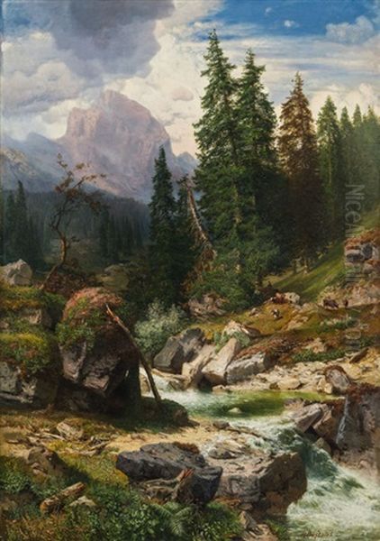 Partie Aus Der Ramsau Oil Painting by Robert Russ