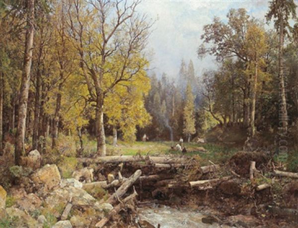 Morgenstimmung Im Wienerwald Oil Painting by Robert Russ