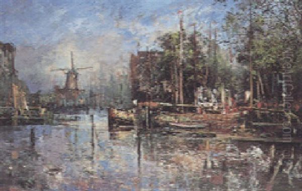 Der Alte Hafen Von Rotterdam Oil Painting by Robert Russ