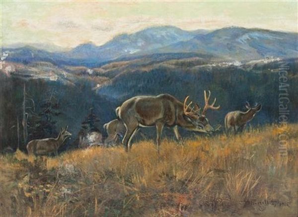 Black Tail, Buffalo Days Oil Painting by Charles Marion Russell