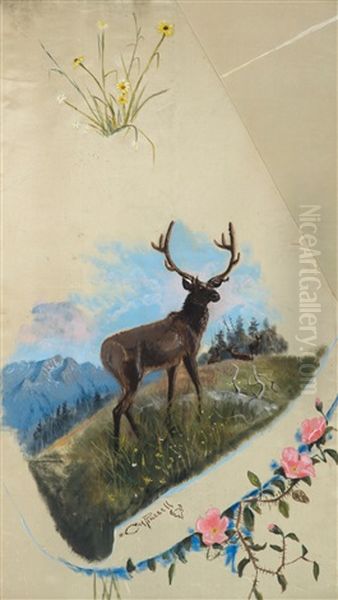 Bull Elk Oil Painting by Charles Marion Russell