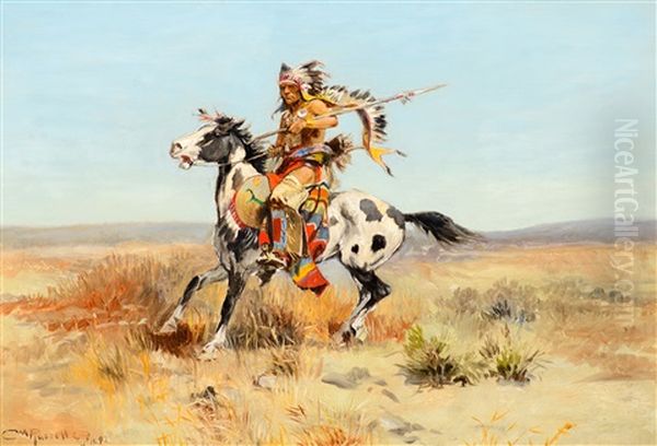 Dakota Chief Oil Painting by Charles Marion Russell