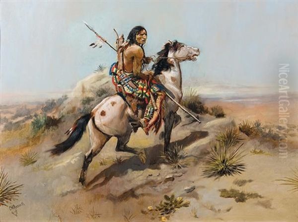 Indian Scout On Horseback by Charles Marion Russell