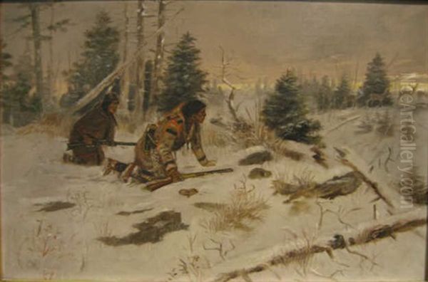 Deer Hunters Oil Painting by Charles Marion Russell