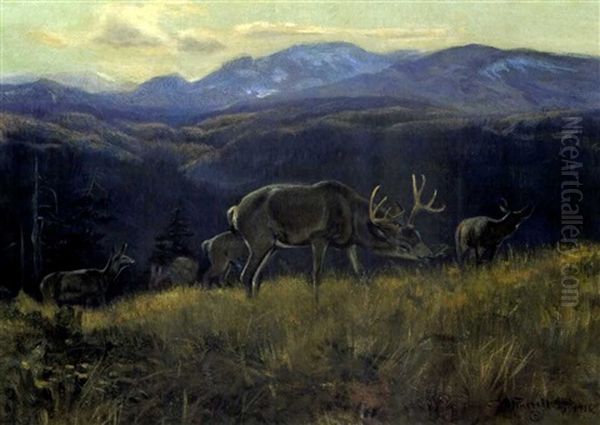 Black Tail Deer - Buffalo Days Oil Painting by Charles Marion Russell