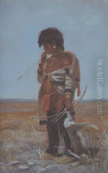 Indian Boy Oil Painting by Charles Marion Russell