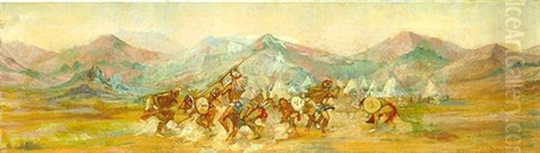 The Indian War Dance Oil Painting by Charles Marion Russell