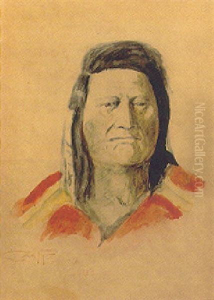 Indian Chief Oil Painting by Charles Marion Russell