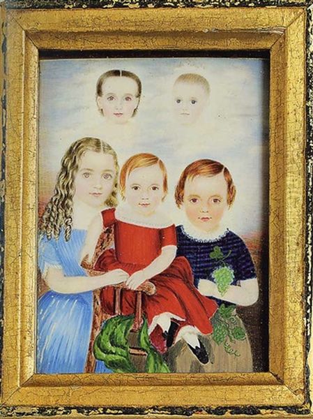 Portrait Of Five Children Oil Painting by Clarissa Peters Russell