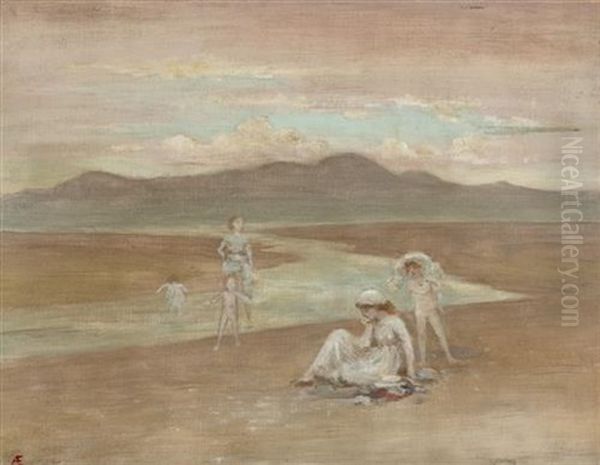 Bathers At Dusk Oil Painting by George Russell