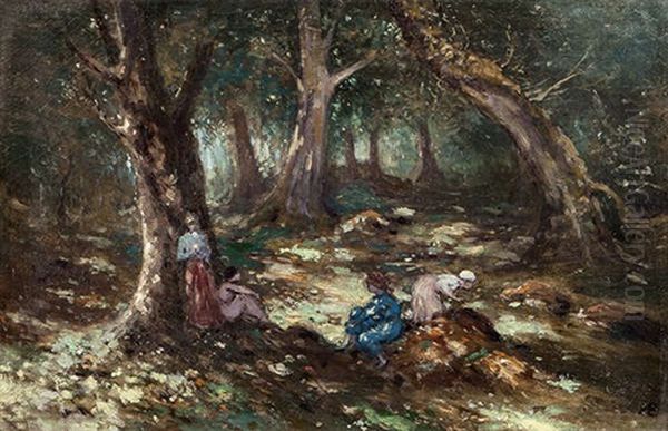 Woods At Raheen Oil Painting by George Russell