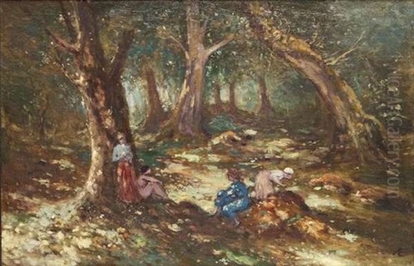 Woods At Raheen Oil Painting by George Russell