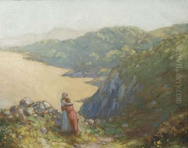 Children At Slieve League, Co. Donegal Oil Painting by George Russell