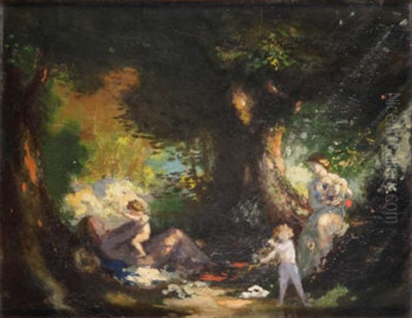 Woodland Scene Oil Painting by George Russell