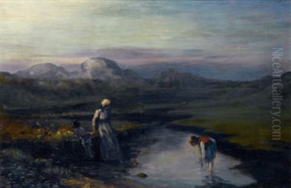 At The River Oil Painting by George Russell