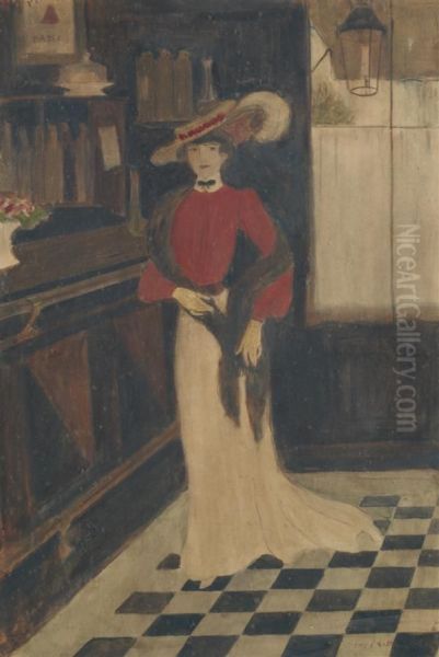 Femme Debout Devant Un Comptoir Oil Painting by Georges Alfred Bottini