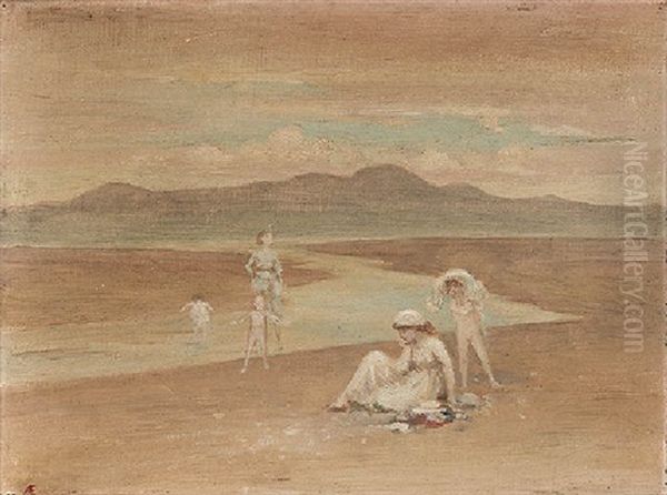 Bathers At Dusk Oil Painting by George Russell