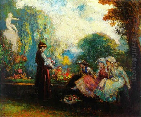 Gathering Flowers Oil Painting by George Russell