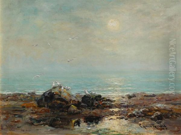 Serene Seashore Oil Painting by George Horne Russell