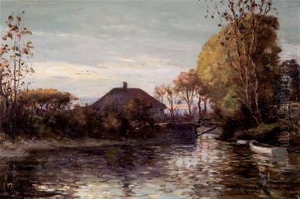 Twilight By The River Oil Painting by George Horne Russell