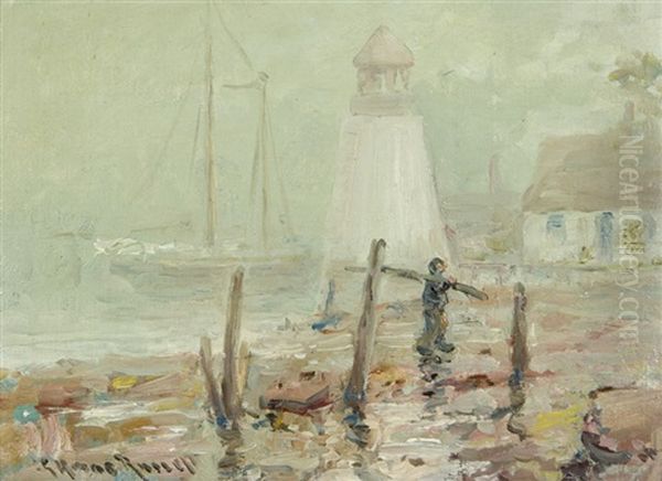 Lighthouse View Oil Painting by George Horne Russell