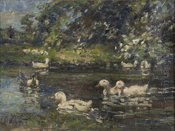 Duck Pond Oil Painting by George Horne Russell