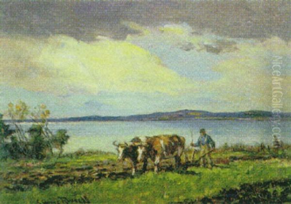 Ploughing The Fields, Nova Scotia Oil Painting by George Horne Russell