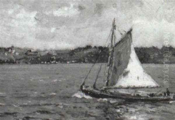 Sailboat Oil Painting by George Horne Russell