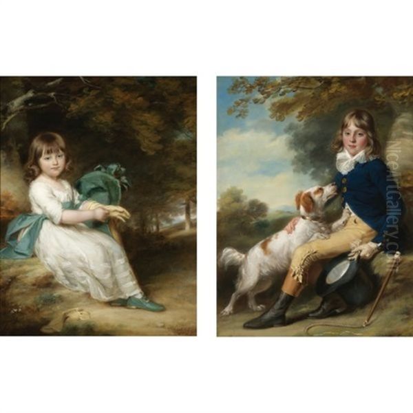 Portrait Of Mary Sheppard (+ Portrait Of Thomas Sheppard; Pair) Oil Painting by John Russell