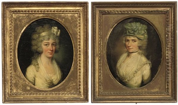 Portrait Of A Young Lady In A White Dress (+ Portrait Of A Young Lady; 2 Works) Oil Painting by John Russell