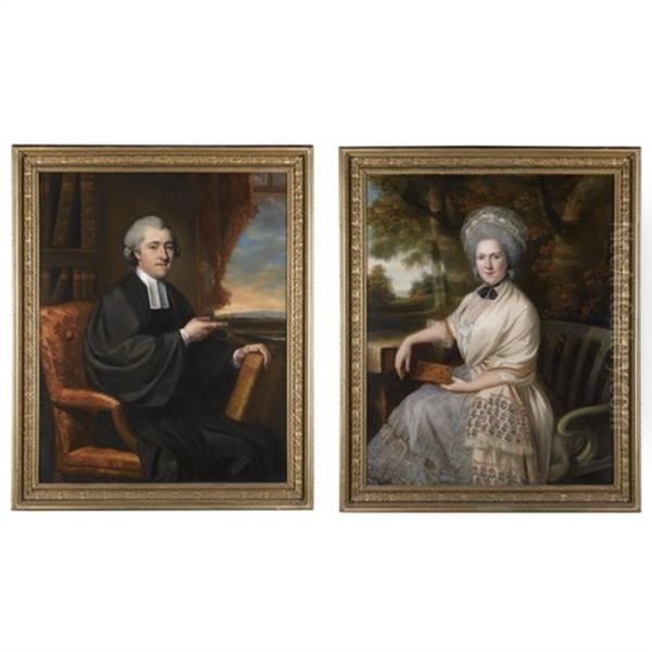 Portrait Of Dr Henry Peckwell (+ Portrait Of His Wife Isabella Blossett; Pair) Oil Painting by John Russell