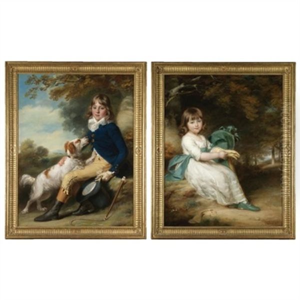 Portrait Of Thomas Sheppard (+ His Sister, Mary Sheppard; Pair) Oil Painting by John Russell