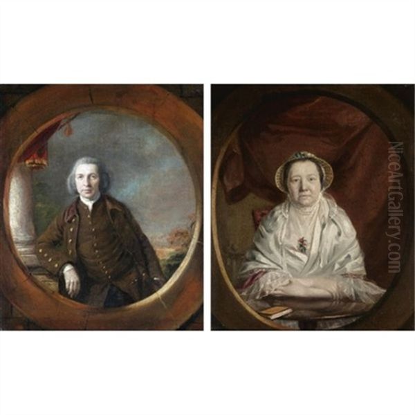 Portraits Of The Artist's Father And Mother (pair) Oil Painting by John Russell