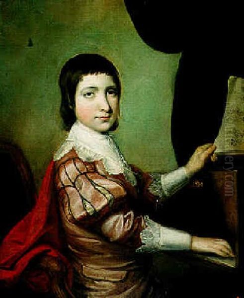 Portrait Of A Young Boy (master Wesley?) Seated At A Piano Oil Painting by John Russell