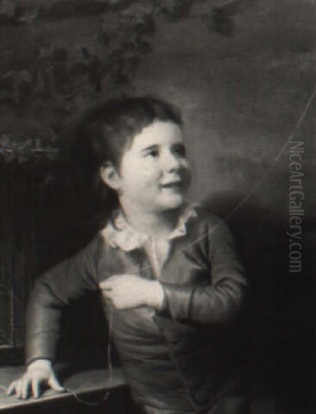 Portrait Of A Young Boy With A Bird On A String Oil Painting by John Russell