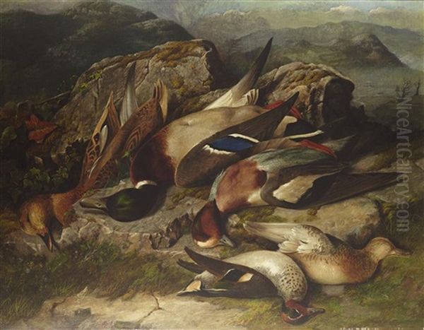 Dead Game In A Landscape Oil Painting by John Bucknell Russell