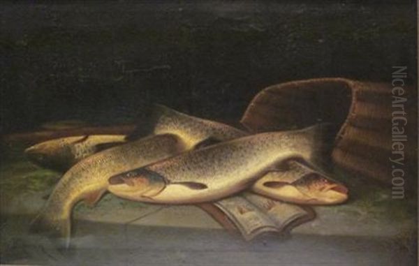 River Trout Oil Painting by John Bucknell Russell