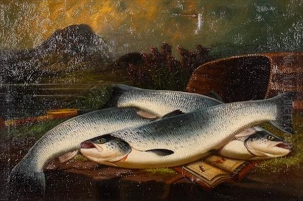 A Basket Of Sea Trout Oil Painting by John Bucknell Russell