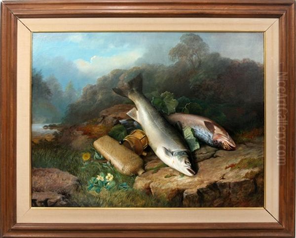 Of Caught Fish: British Oil Painting by John Bucknell Russell