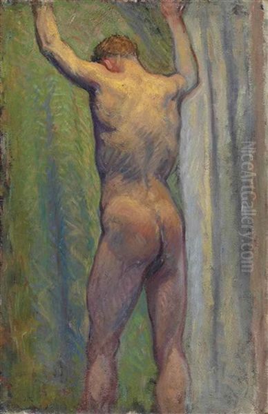 Standing Male Nude -- An Academie Oil Painting by John Peter Russell