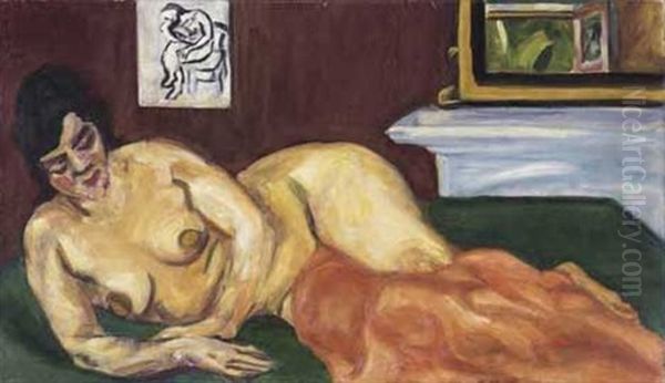 Reclining Female Nude Oil Painting by Morgan Russell