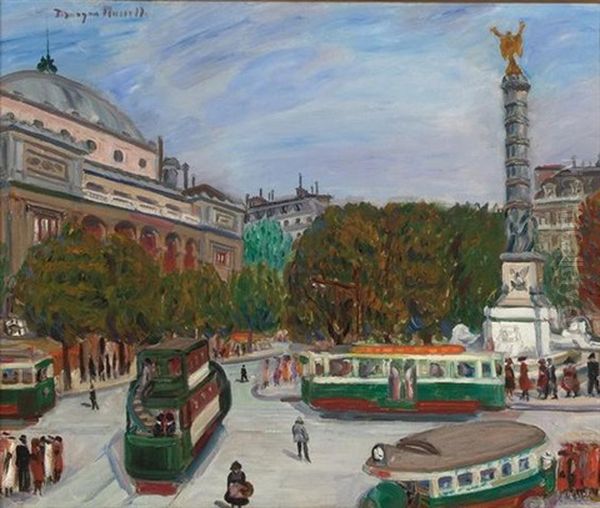 Place Du Chatelet Oil Painting by Morgan Russell