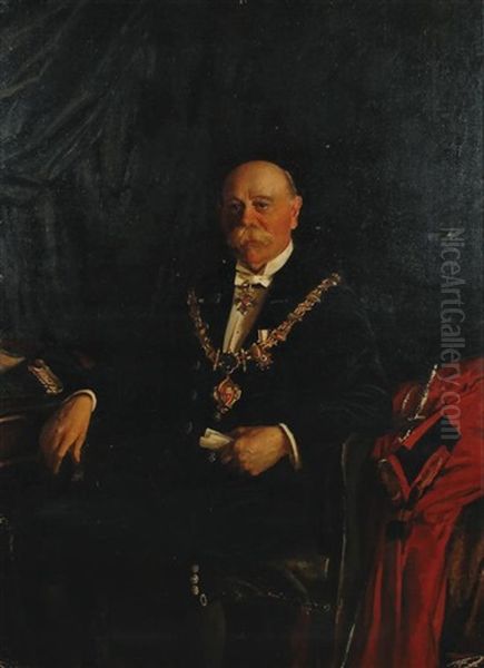 Sir Alfred Rice Oxley, Cbe, Md, Jp (1856-1941) Oil Painting by Walter Westley (Sir) Russell