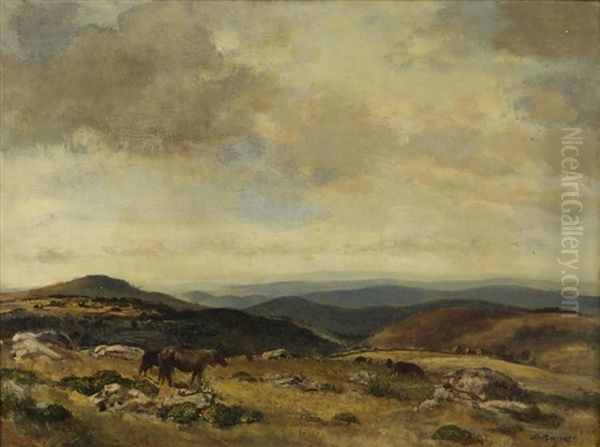 Dartmoor Landscape Oil Painting by Walter Westley (Sir) Russell