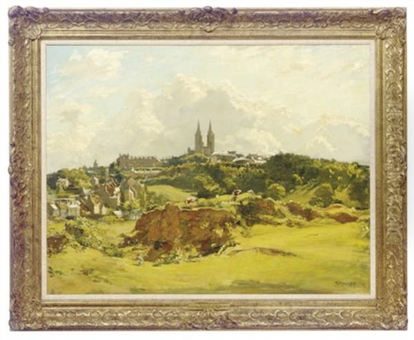 View Of Coutances, France Oil Painting by Walter Westley (Sir) Russell