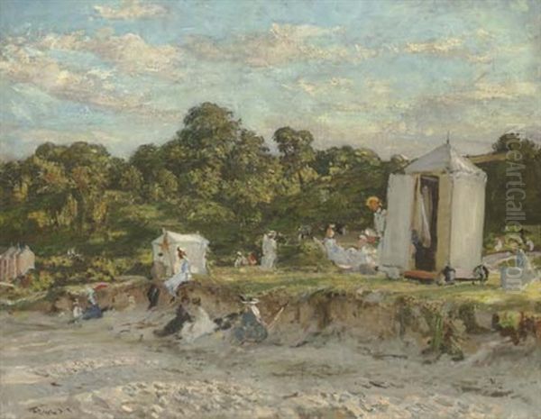 Bathing Huts Oil Painting by Walter Westley (Sir) Russell