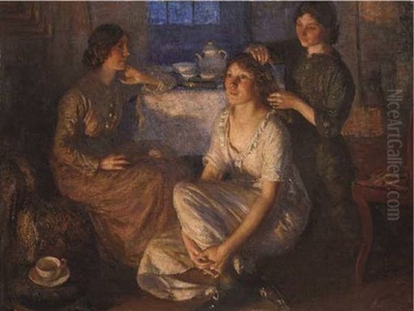 Firelight Oil Painting by Walter Westley (Sir) Russell