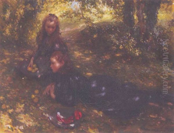 Under The Apple Trees Oil Painting by Walter Westley (Sir) Russell